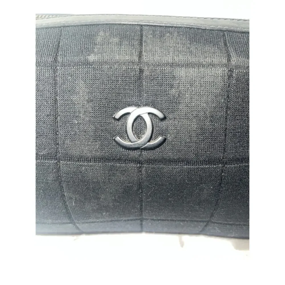 Chanel Black Fabric Quilted Handbag with Silver CC Logo